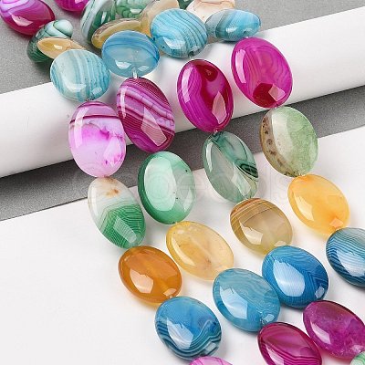 Natural Striped Agate/Banded Agate Beads Strands G-Q182-01H-1