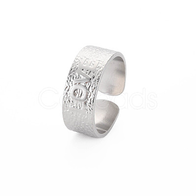 304 Stainless Steel Flat with Word Love Open Cuff Ring for Women RJEW-S405-205P-1