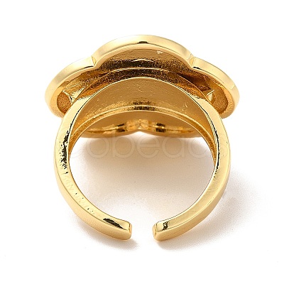 Brass Flower Open Cuff Ring for Women KK-H434-24G-1