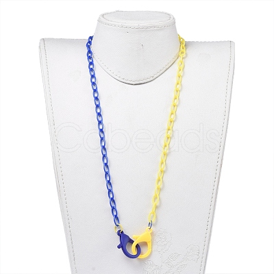 Personalized Two Tone ABS Plastic Cable Chain Necklaces NJEW-JN02825-05-1