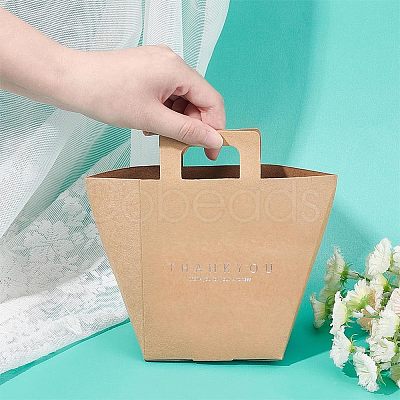 Nbeads Rectangle Foldable Creative Kraft Paper Gift Bag CON-NB0001-86-1