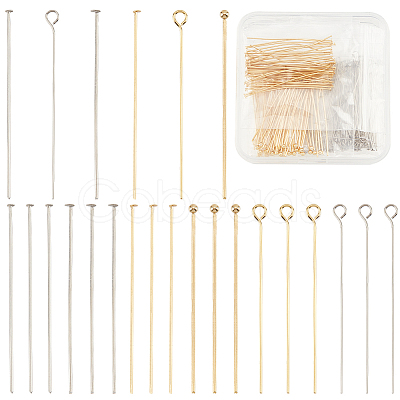 PandaHall Elite 300Pcs 6 Styles 304 Stainless Steel Eye Pins & Head Pins Sets STAS-PH0004-87-1