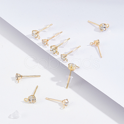 BENECREAT 80Pcs Brass Stud Earring Findings KK-BC0009-38-1