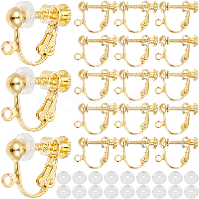 SOFPLATE 36Pcs Brass Screw On Clip-on Earring Findings KK-SP0001-18G-1