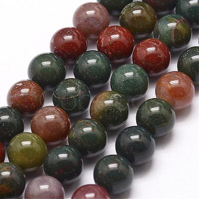 Natural Indian Bloodstone Beads Strands G-G954-02-10mm-1