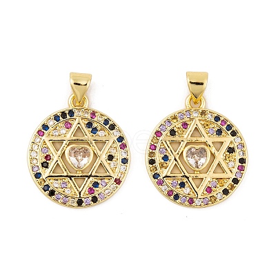 Brass Micro Pave Cubic Zirconia Pendants KK-E108-26G-1