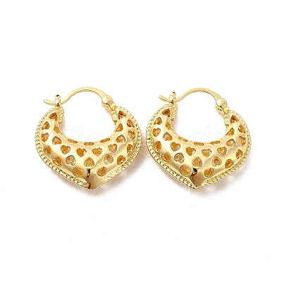 Brass Heart Thick Hoop Earrings for Women EJEW-C054-07G-1