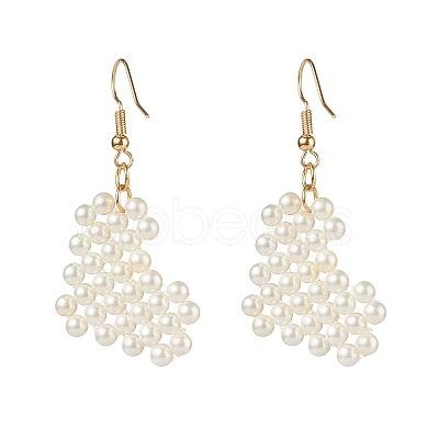 Heart Pearl Beads Dangle Earrings EJEW-JE04562-1