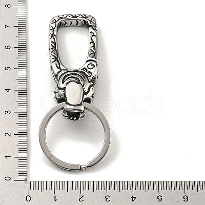 Tibetan Style 316 Surgical Stainless Steel Fittings with 304 Stainless Steel Key Ring FIND-Q101-07AS-01-1