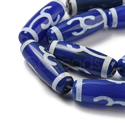 Blue Tibetan Style dZi Beads Strands TDZI-NH0001-B03-01-1