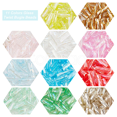 PandaHall Elite 2200Pcs 11 Colors Glass Twist Bugle Beads GLAA-PH0002-67-1