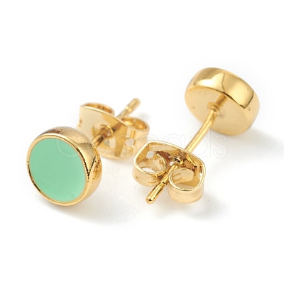 Golden Plated Brass Enamel Stud Earrings EJEW-L234-041B-1