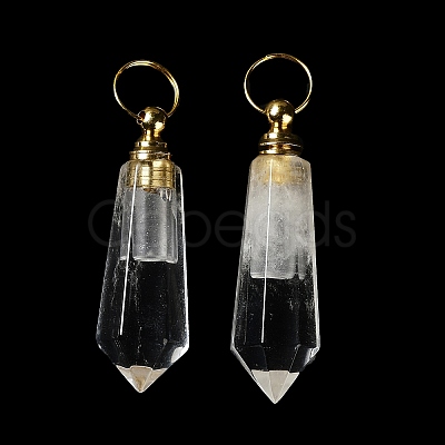 Natural Quartz Crystal Perfume Bottle Pointed Pendants G-A026-15-1