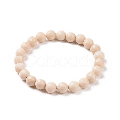 Natural Fossil Bead Stretch Bracelets BJEW-K212-B-015-1