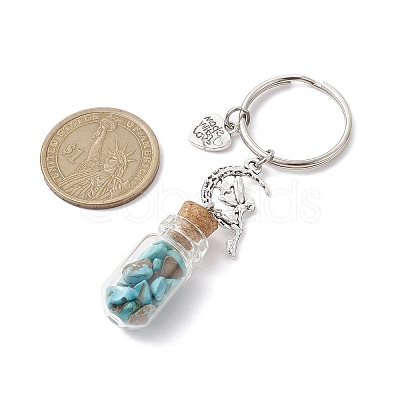 5Pcs 5 Styles Glass Wishing Bottle Pendant Keychains KEYC-JKC00717-1