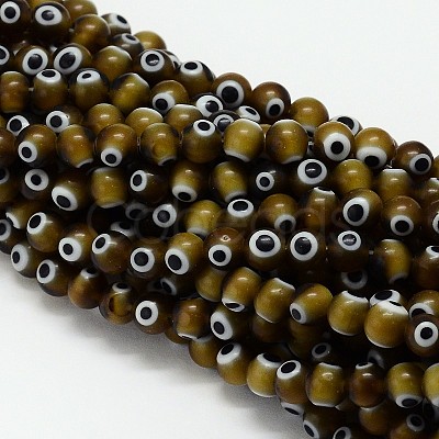 Handmade Evil Eye Lampwork Round Bead Strands LAMP-L055-10mm-02-1