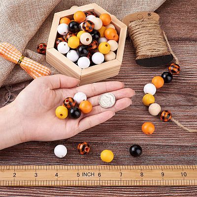 120Pcs 6 Style Natural Wood Beads WOOD-YS0001-02-1