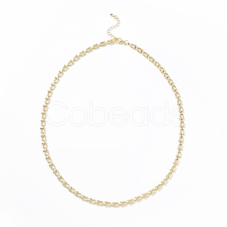 Brass Initial Letter U Link Chain Necklace for Women NJEW-JN03865-1