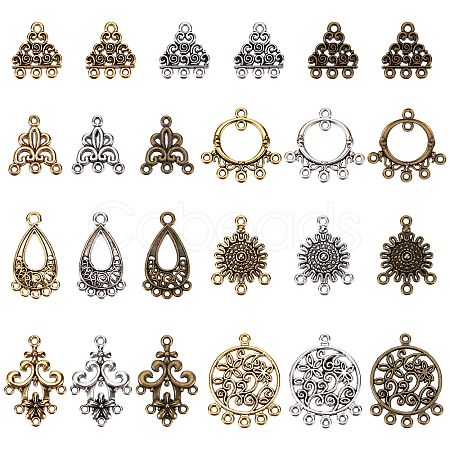 SUNNYCLUE 84Pcs 21 Style Tibetan Style Alloy Chandelier Component Links TIBE-SC0001-74-1