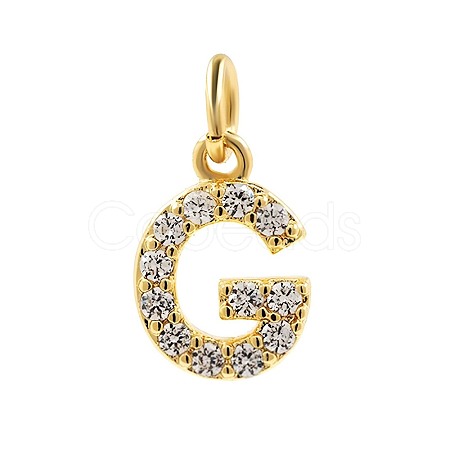 Brass Cubic Zirconia Pendants with Jump Rings FIND-PW0024-09G-1