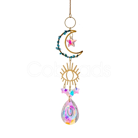Glass Teardrop/Star Prisms Suncatchers Hanging Ornaments G-PW0004-72B-1