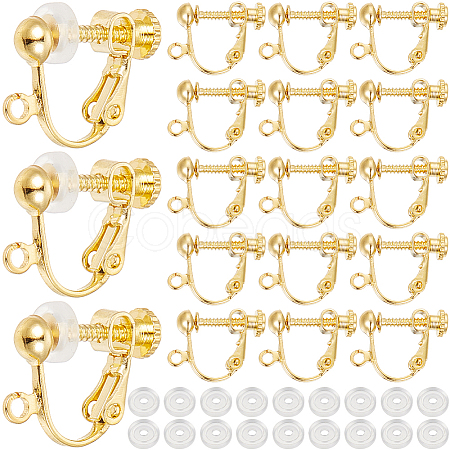 SOFPLATE 36Pcs Brass Screw On Clip-on Earring Findings KK-SP0001-18G-1