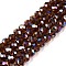 Electroplate Glass Beads Strands, AB Color Plated, Faceted, Rondelle, Saddle Brown, 6x5mm, Hole: 1mm, about 84~85pcs/strand, 16.34~16.54 inch(41.5~42cm)