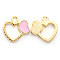 Alloy Enamel Pendants, Heart, Light Gold, Pink, 18x18x2.5mm, Hole: 2mm