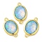 Synthetic Opal Connector Charms, Rack Plating Brass Oval Links, Golden, Light Sky Blue, 18x11x5mm, Hole: 1.4mm