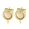 Brass with Sea Shell Stud Earring, Flat Round, Real 18K Gold Plated, 11x8mm, Pin: 0.8mm