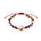 Adjustable Lanmpword Evil Eye Braided Bead Bracelet, Fortune Cat Bracelet, Orange, Inner Diameter: 1-1/2~2-5/8 inch(3.9~6.7cm)