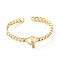 Clear Cubic Zirconia Toggle Clasp Shape Open Cuff Bangle, Brass Jewelry for Women, Cadmium Free & Lead Free, Real 18K Gold Plated, Inner Diameter: 1-7/8x2-1/8 inch(4.75x5.45cm)