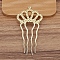 Alloy Hair Comb Findings, Cabochon Settings, Crown, Light Gold, 90x46mm