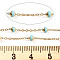 Ion Plating(IP) Stainless Steel Satellite Chains, with Enamel Beads and Spool, Soldered, Long-Lasting Plated, Flat Round, Golden, Turquoise, 1.5x1.2x0.3mm, about 32.8 Feet(10m)/roll