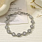 Alloy Link Bracelets for Women, with Rhinstone, Heart, Crystal, 7-1/8 inch(18cm)