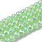 Electroplate Glass Beads Strands, AB Color Plated, Imitation Jade Glass, Faceted, Round, Light Green, 8x6mm, Hole: 1.2mm, about 80pcs/strand, 18.66~19.76 inch(47.4cm~50.2cm)