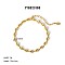 Simple Stainless Steel Coffee Bean Chains Bracelets for Summer Beach, Real 18K Gold Plated, 6-3/4 inch(17cm), 4.6mm