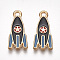 Alloy Pendants, Cadmium Free & Lead Free, with Enamel, Rocket, Light Gold, Black, 21x9x2mm, Hole: 2mm