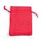 Polyester Imitation Burlap Packing Pouches Drawstring Bags, Red, 12x9cm