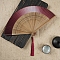 Chinese Style Wood Folding Fan with Tassel, for Party Wedding Dancing Decoration, FireBrick, 210mm