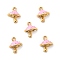 Brass Enamel Pendants, Long-Lasting Plated, Cadmium Free & Lead Free, Real 18K Gold Plated, Mushroom, Pink, 9.5x7.5x3.5mm, Hole: 1mm