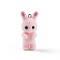 Flocking Resin Cute Bunny Pendants, Rabbit Charms with Platinum Plated Iron Loops, Pink, 40x18x15mm, Hole: 2mm