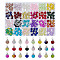 240Pcs 24 Colors Spray Painted Crackle Glass Round Charms, with Iron Bead Caps and Loops, Mixed Color, 15x8mm, Hole: 2mm, 10Pcs/color