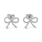 Non-Tarnish 304 Stainless Steel Stud Earrings, for Women, Bowknot, Stainless Steel Color, 11x13mm