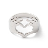 Non-Tarnish 304 Stainless Steel Hand Heart Open Cuff Ring for Women RJEW-K245-45P-1