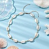 Adjustable Nylon Thread Shell Beads with Brass Kids Necklaces NJEW-JN04796-3