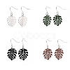 4 Pairs 4 Color Alloy Enamel Tropical Leaf Dangle Earrings EJEW-JE05105-1