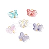 Butterfly Glass Golden Tone Iron Connector Charms PALLOY-JF01733-1