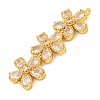 Brass Pave Clear Cubic Zirconia Three Flower Links Connector Charms KK-P277-51G-2