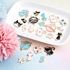 Kissitty 44Pcs 22 Styles Light Gold Plated Alloy Kitten Pendants ENAM-KS0001-03-11